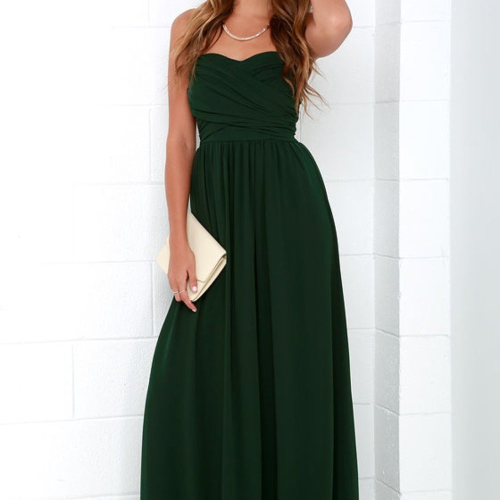 Royal Engagement Strapless Dark Green Maxi Dress